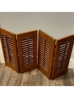 Vintage Wood Plantation Shutters Set of 4 Panels 8 3/4 in by 20 in Estate Find